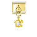 Charm pendentif Petite Tortue Dorée et Cristal — photo du produit