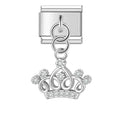 Charm pendentif Couronne Ornée Argentée Pavée — photo du produit