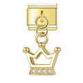 Charm pendentif Couronne Ouverte Dorée et Cristaux — photo du produit