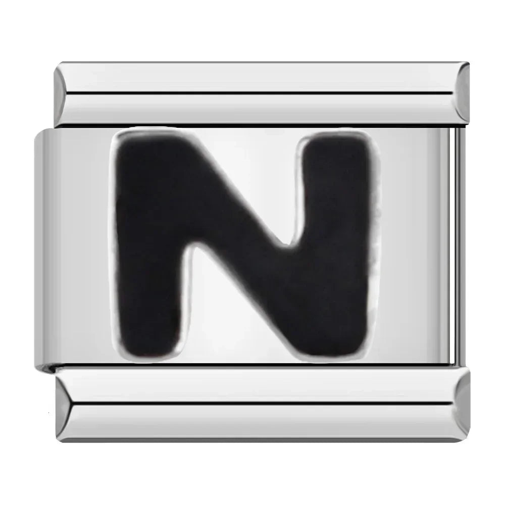 Black Letter Charm Collection — 9mm Italian Bracelet