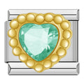 Charm Cœur Vert Cerclé de Perles Dorées — photo du produit
