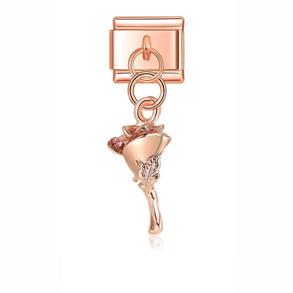 Rose & Envelope Charm Collection — 9mm Italian Bracelet