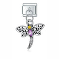 Charm pendentif Libellule Argentée et Pierre Rose — photo du produit