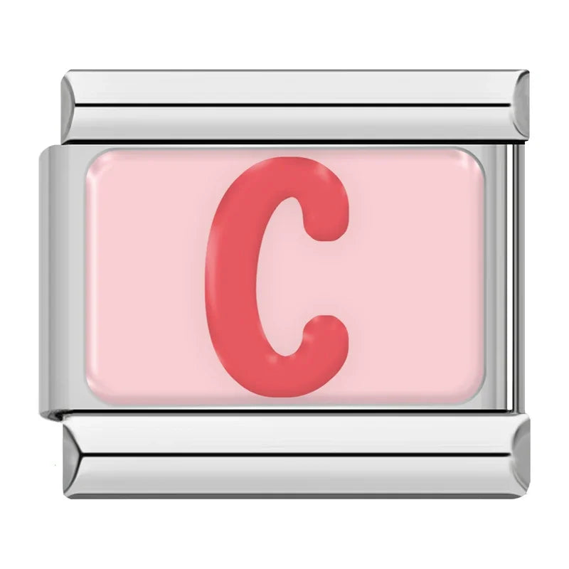 Red Colorful Letter Charm Collection — 9mm Italian Bracelet