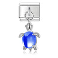 Charm pendentif Tortue Argentée à Pierre Bleue Foncée — photo du produit