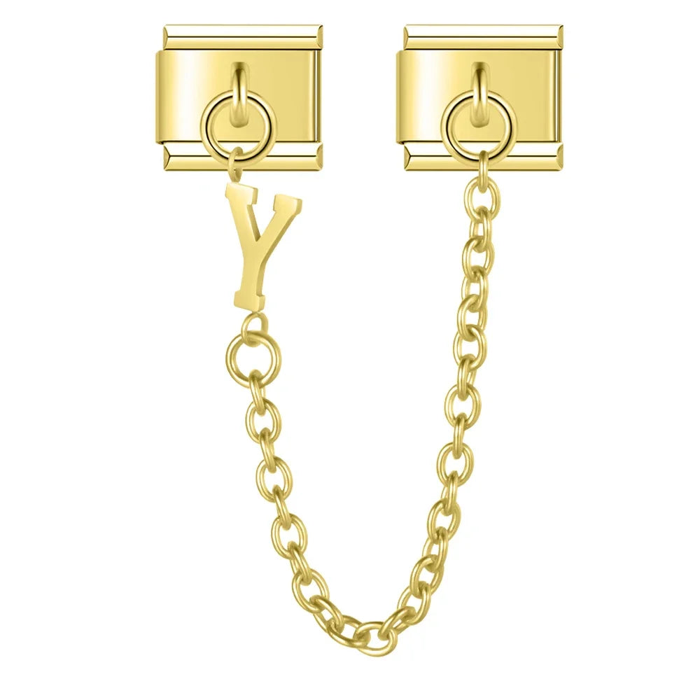 Silver & Gold Letter Charm Collection — 9mm Italian Bracelet