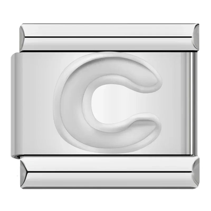 Silver Italic Letter Charm Collection — 9mm Italian Bracelet