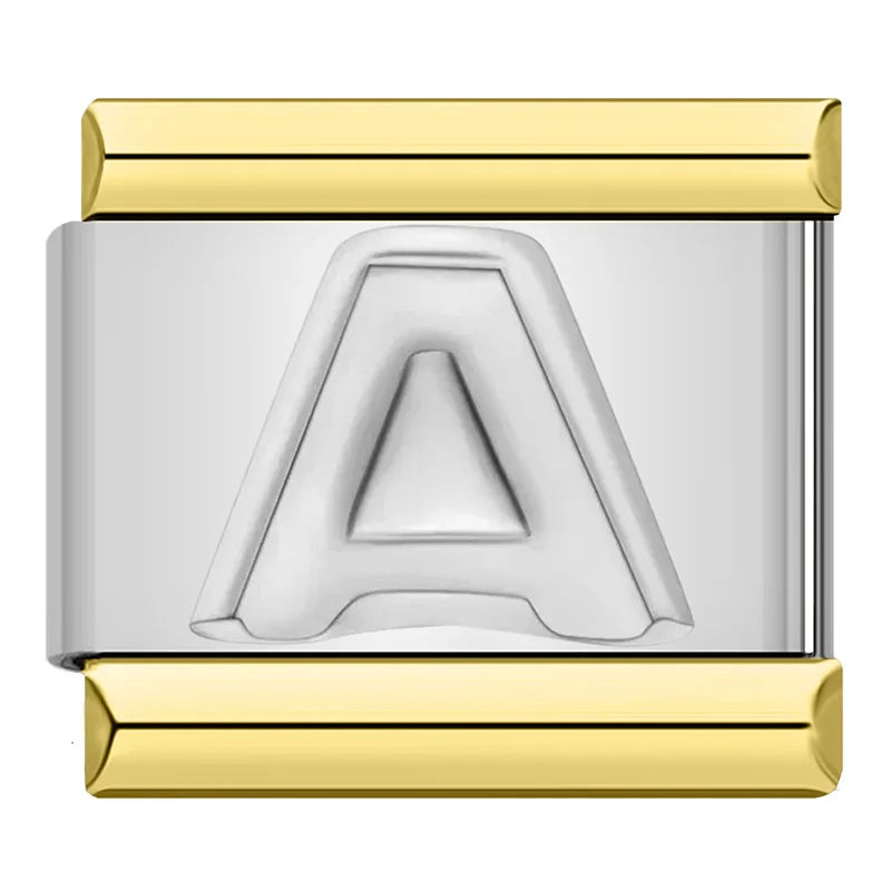 Letter Charm Collection Silver Gold — 9mm Italian Bracelet