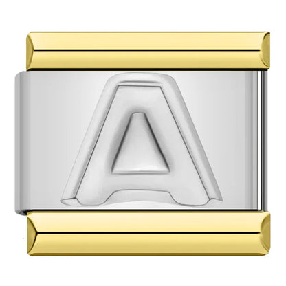 Letter Charm Collection Silver Gold — 9mm Italian Bracelet