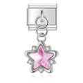 Charm pendentif Étoile Argentée et Cristal Rose — photo du produit