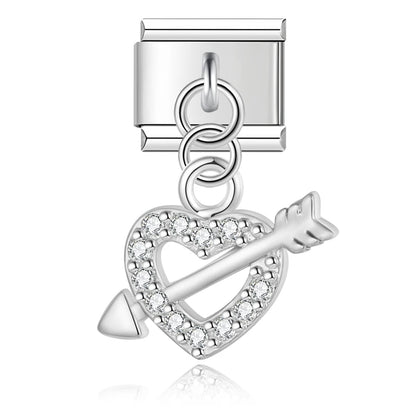 Heart & Lips CZ Charm Collection — 9mm Italian Bracelet