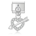 Charm pendentif Cœur Transpercé Argenté et Cristaux — photo du produit