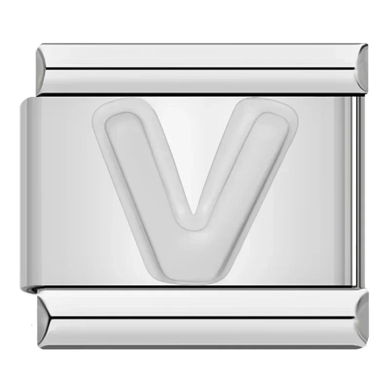 Silver Italic Letter Charm Collection — 9mm Italian Bracelet