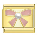 Charm Nœud Rose Doré et Perle — photo du produit