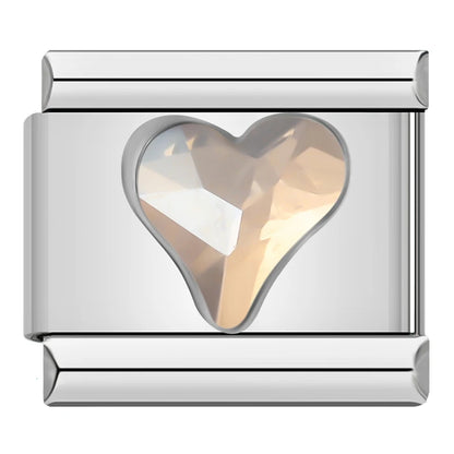 Silver CZ Heart Charm Collection — 9mm Italian Bracelet