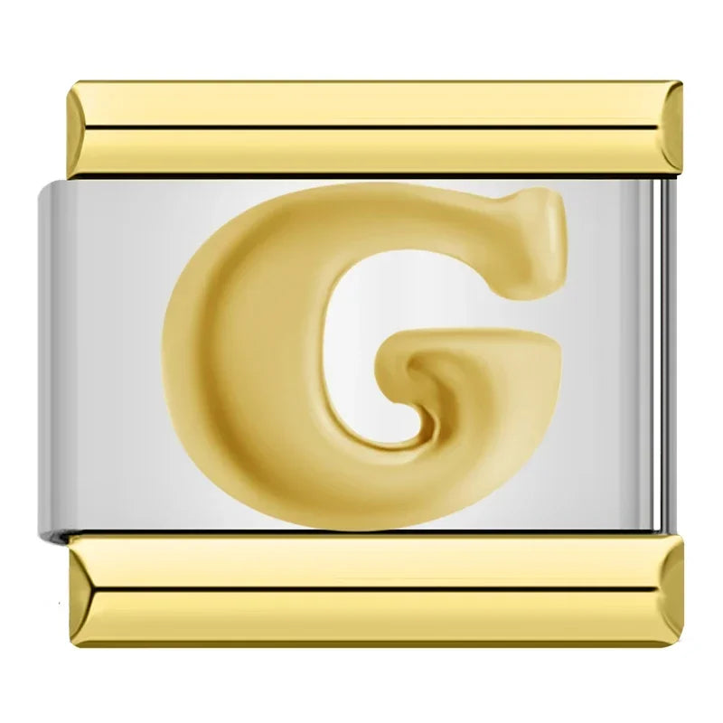 Gold Letter Charm Collection — 9mm Italian Bracelet