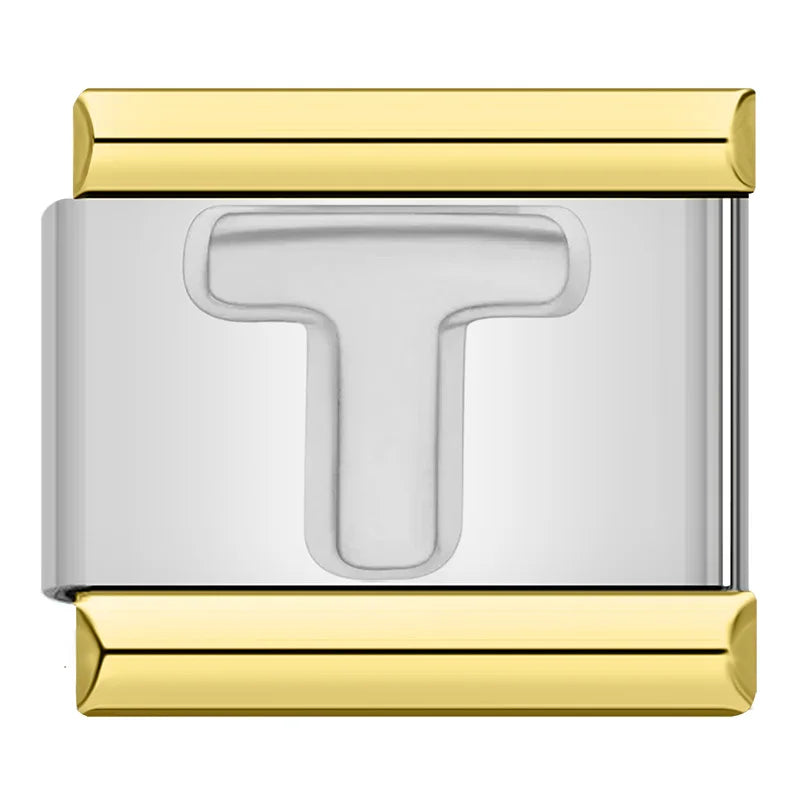 Letter Charm Collection Silver Gold — 9mm Italian Bracelet