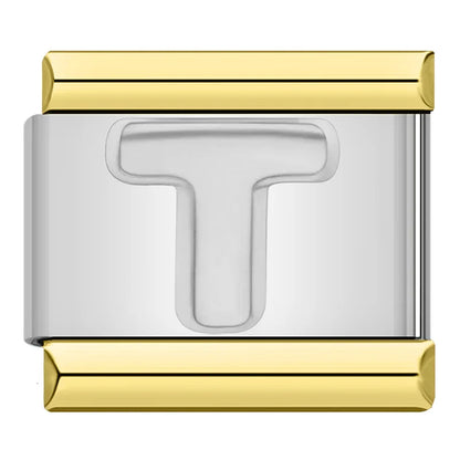 Letter Charm Collection Silver Gold — 9mm Italian Bracelet