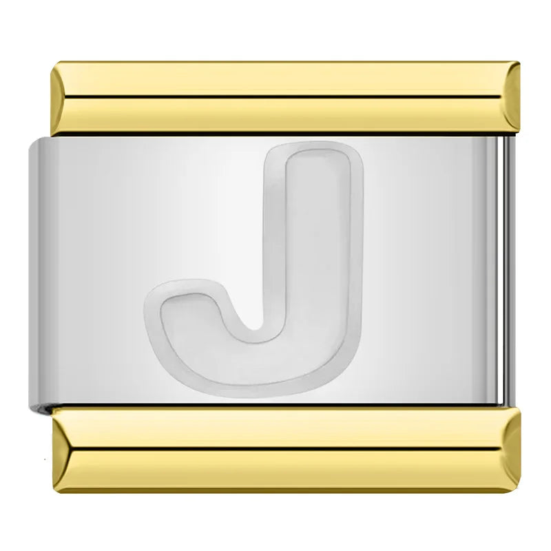 Letter Charm Collection Silver Gold — 9mm Italian Bracelet