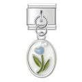 Charm pendentif Tulipe Bleue dans Ovale Argenté — photo du produit