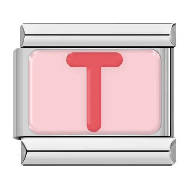 Red Colorful Letter Charm Collection — 9mm Italian Bracelet