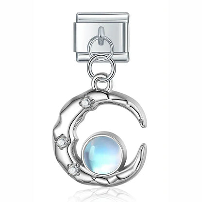 Flower Crown Moon Charm Collection — 9mm Italian Bracelet