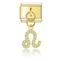 Charm pendentif Zodiaque Lion Doré et Cristaux — photo du produit