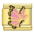Charm Papillon Rose sur Doré — photo du produit