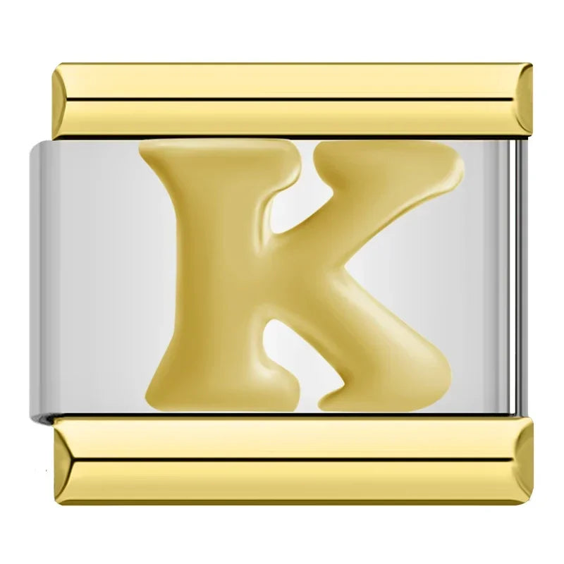 Gold Letter Charm Collection — 9mm Italian Bracelet