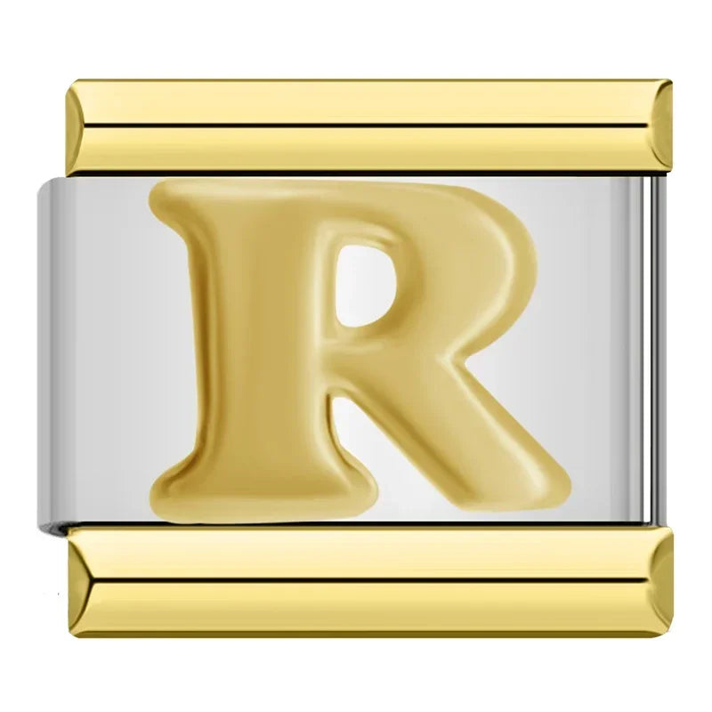 Gold Letter Charm Collection — 9mm Italian Bracelet