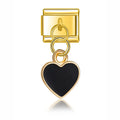 Charm pendentif Cœur Noir et Contour Doré — photo du produit