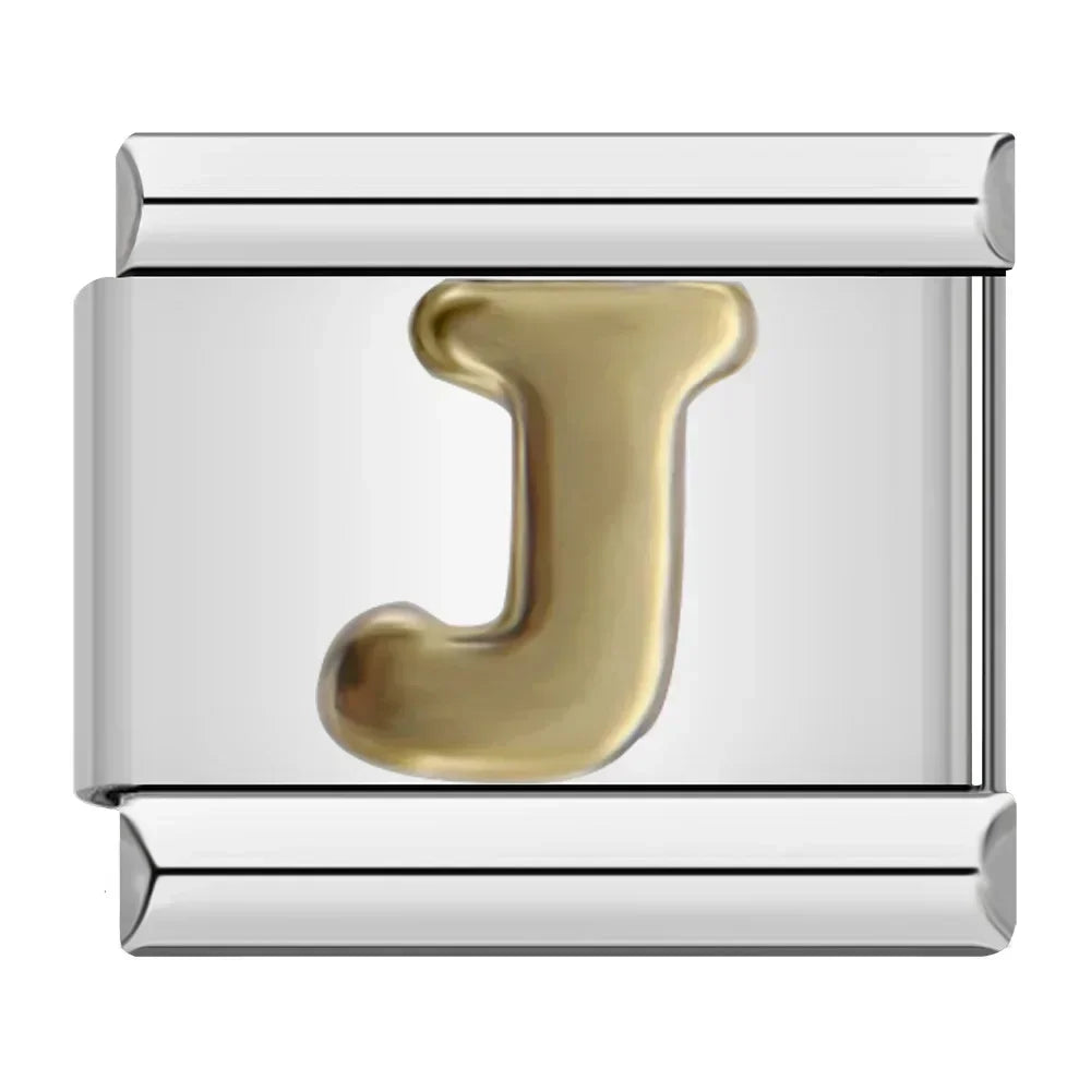 Silver & Gold Letter Charm Collection — 9mm Italian Bracelet