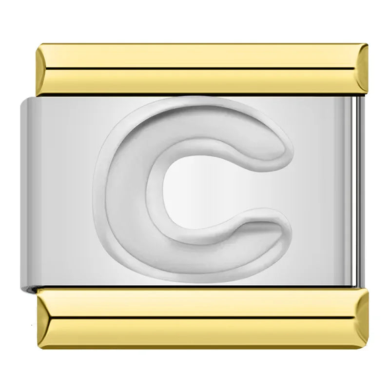 Letter Charm Collection Silver Gold — 9mm Italian Bracelet