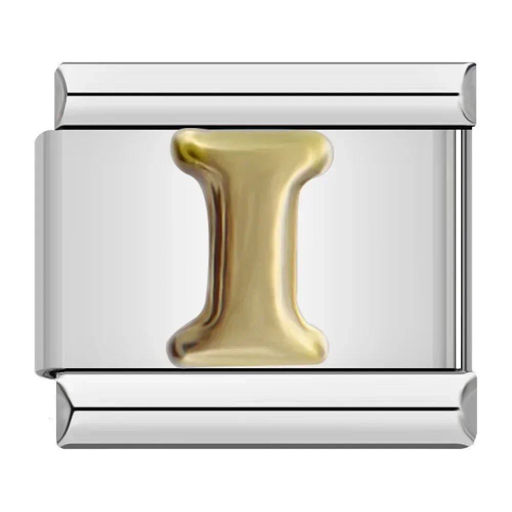 Silver & Gold Letter Charm Collection — 9mm Italian Bracelet