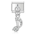 Charm pendentif Oiseau Argenté et Pierres Blanches — photo du produit