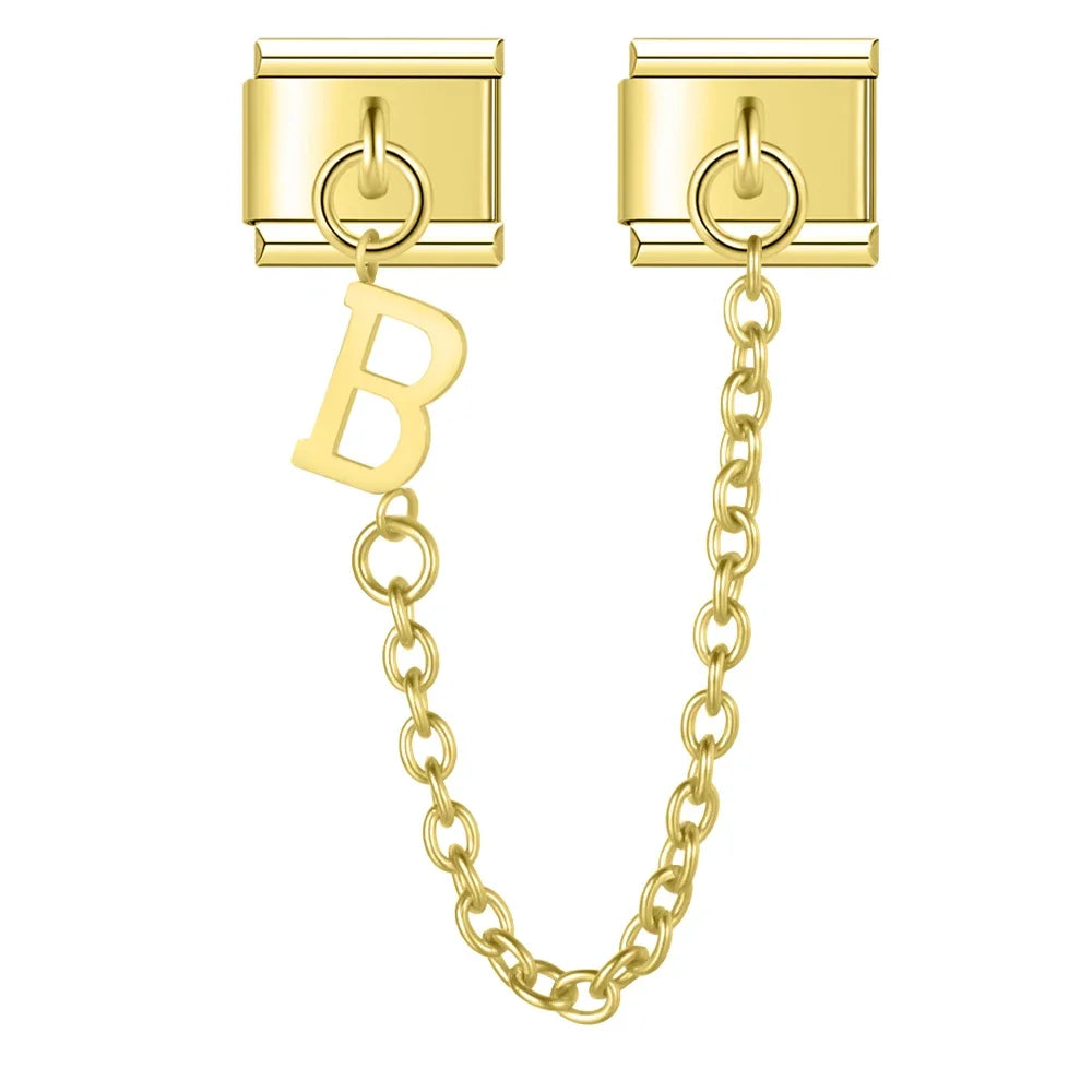 Silver & Gold Letter Charm Collection — 9mm Italian Bracelet