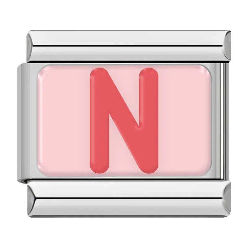 Red Colorful Letter Charm Collection — 9mm Italian Bracelet