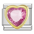 Charm Cœur Rose en Cristal Cerclé d’Or — photo du produit