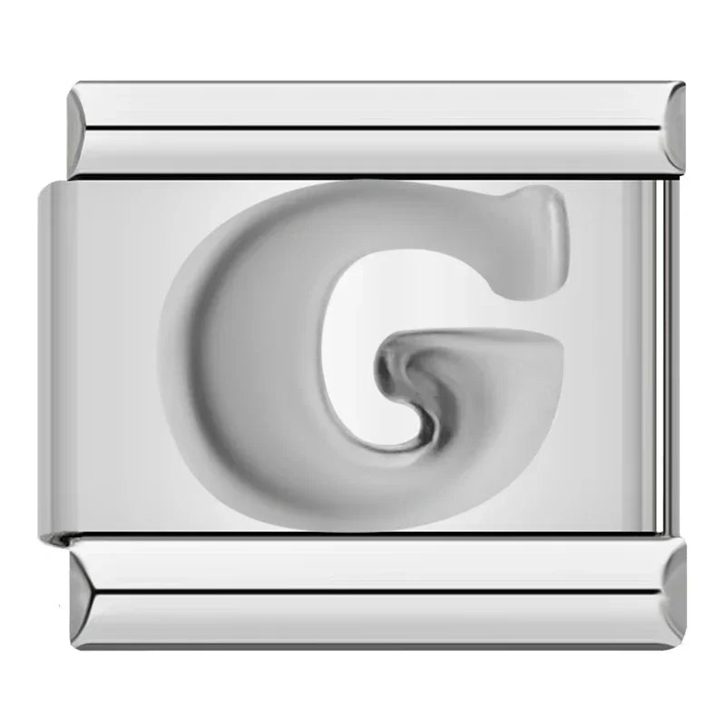 Silver Letter Charm Collection — 9mm Italian Bracelet