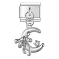 Charm pendentif Croissant Argenté et Ruban — photo du produit
