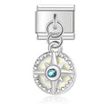 Charm pendentif Boussole Argentée et Pierre Bleue — photo du produit