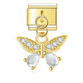 Charm pendentif Papillon Doré et Perles Blanches — photo du produit
