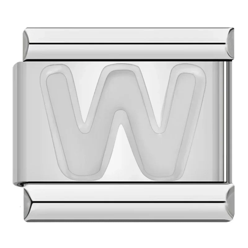 Silver Italic Letter Charm Collection — 9mm Italian Bracelet