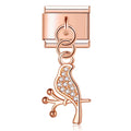 Charm pendentif Oiseau Cuivré et Pierres Blanches — photo du produit
