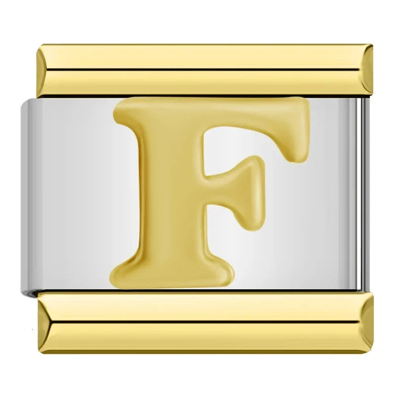Gold Letter Charm Collection — 9mm Italian Bracelet