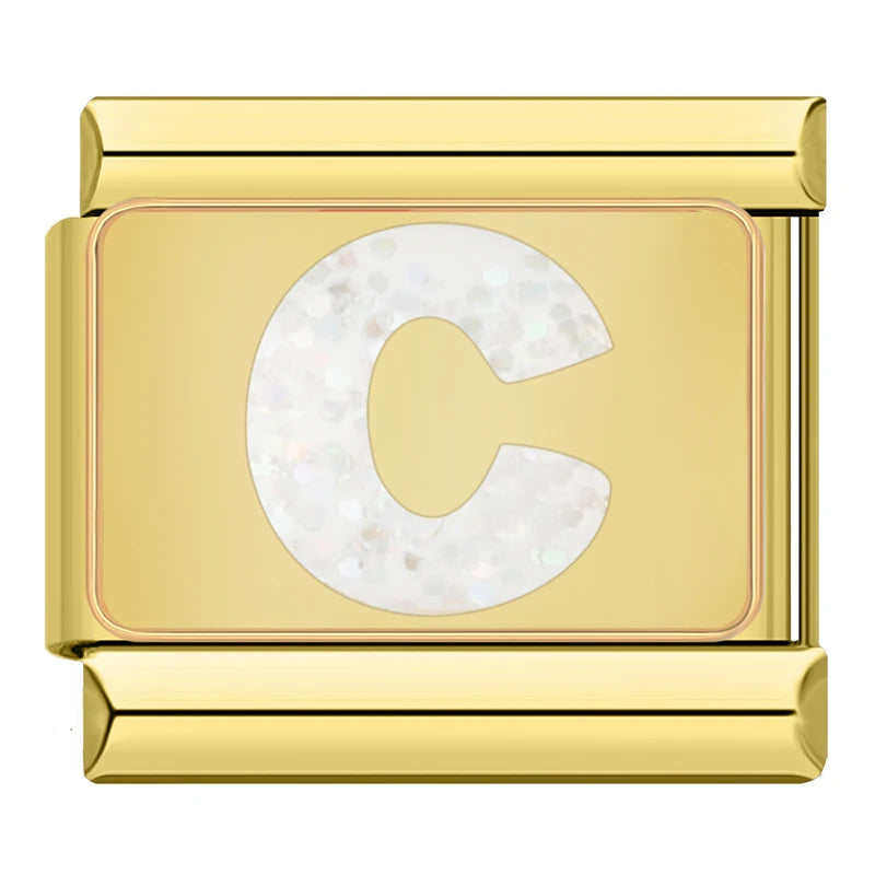 Gold Letter Charm Collection — 9mm Italian Bracelet