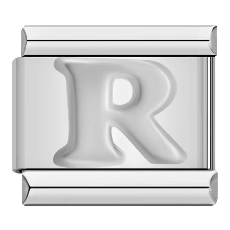 Silver Letter Charm Collection — 9mm Italian Bracelet