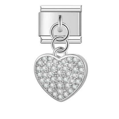 Romantic Heart CZ Charm Collection — 9mm Italian Bracelet