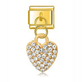 Charm pendentif Cœur Doré à Pavage de Cristaux — photo du produit