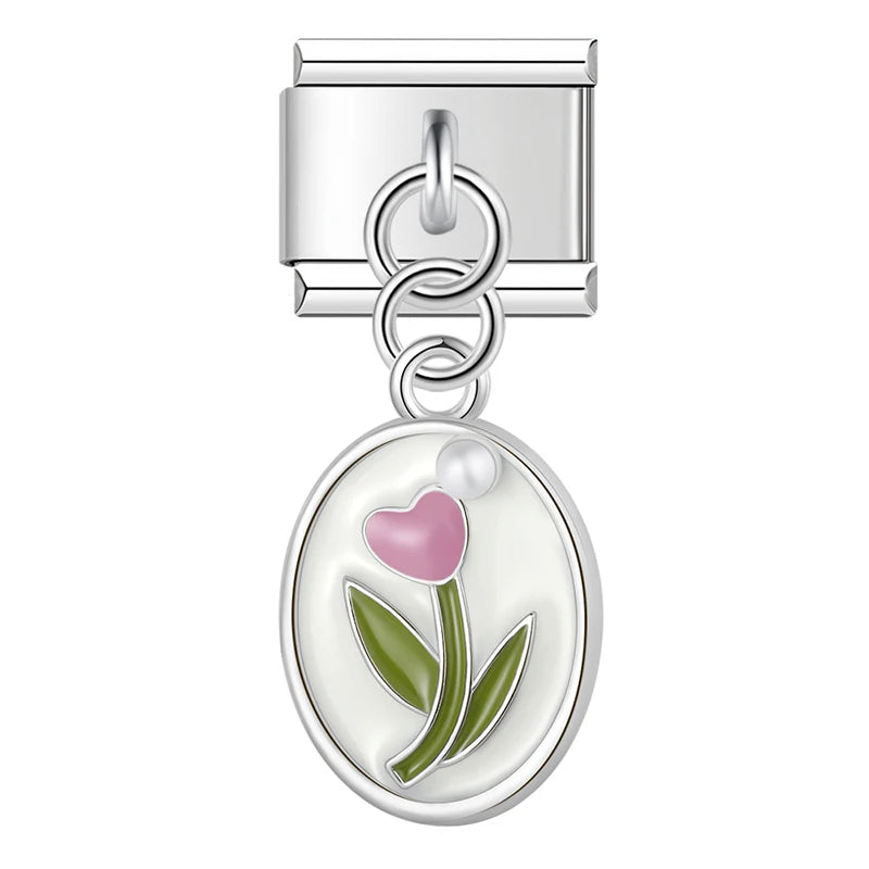 Tulip Ellipse Charm Collection — 9mm Italian Bracelet